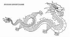 黑白线描画龙